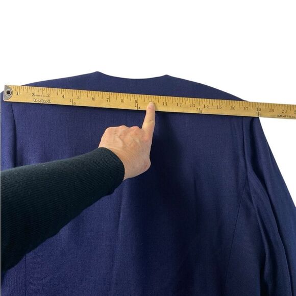 Vtg Jones New York 8 blazer Navy Blue lightweight wool collarless - Picture 9 of 9